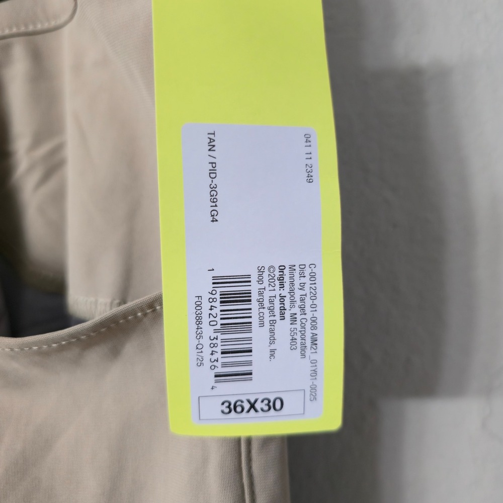 All in Motion Mens Golf Pants Tan 36x30 Performance Stretch C6-0305-0306 - Picture 2 of 8